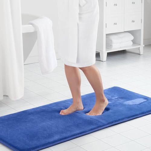 Memory Foam Bath Mat Non Slip Absorbent Super Cozy Velvet Bathroom Rug Carpet (60 inches X 24 inches, Royal Blue) - Image 2