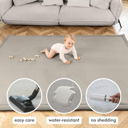 Hakuna Matte CloudSoft Baby Play Mat for Floor 80" x 110" Dark Gray - Image 4