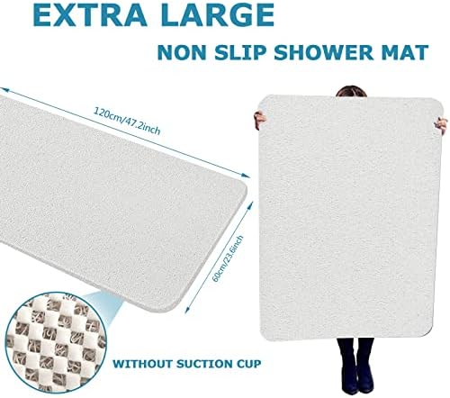 godehone Shower Mats Non Slip Without Suction Cups, PVC Loofah Bathroom Mats, Loofah Mats for Shower and Bathroom, Quick Drying, 23.6× 47.2 Inch, White - Image 2