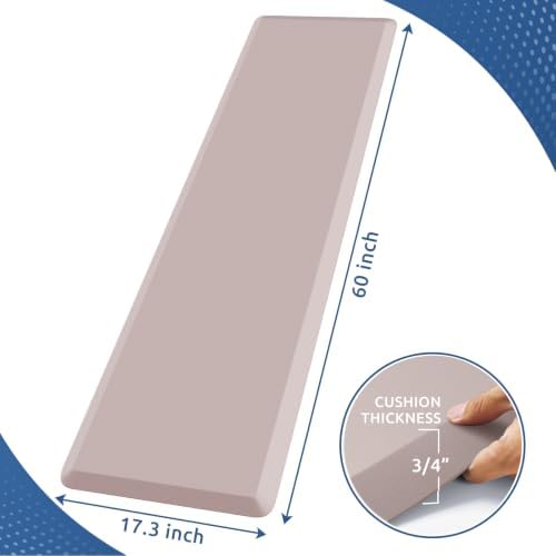 KitchenClouds Kitchen Mat Cushioned Anti Fatigue Kitchen Rug Non Slip Standing Mat Comfort Floor Mats for Sink Office (17.3"x60"- 0.8inch,Khaki) - Image 2