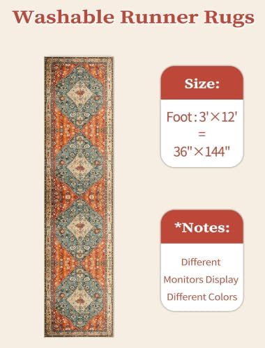 SERISSA 3x12 Washable Non Slip Boho Runner Rug for Hallway - Image 6