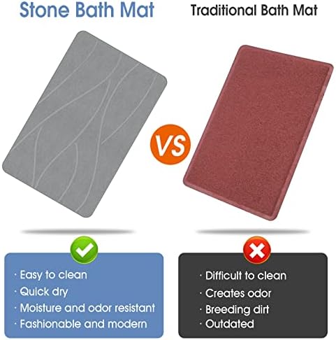 VEELOIM Stone Bath Mat, Diatomaceous Earth Shower Mat for Bathroom Grey - Image 6