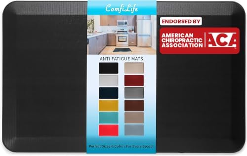 ComfiLife Anti Fatigue Floor Mat – 3/4 Inch Thick Kitchen Mats for Floor, Standing Desk Mat, Kitchen Rug – Comfort at Home, Office – Durable – Stain Resistant – Non-Slip Bottom (24" x 70", Black) by ComfiLife