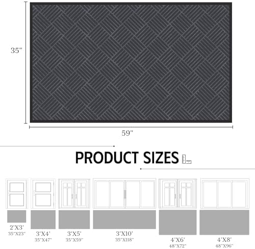 Front Door Mat 3'x5', Heavy Duty Non-Slip Indoor Outdoor Doormat - Image 2