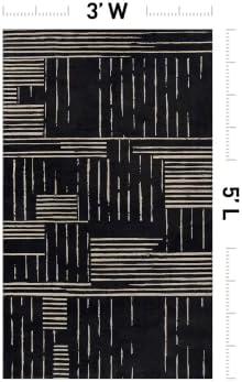 Rugshop Block Stripe Machine Washable Non-Slip Area Rug, 3' x 5' Black - Image 2