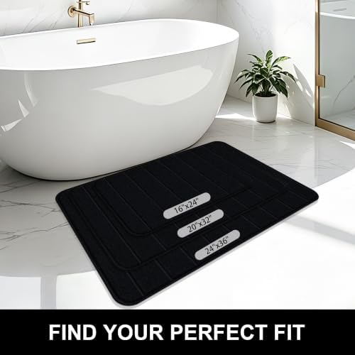 Memory Foam Bath Mat 36" x 24", Ultra Soft Absorbent Bathroom Rug Non Slip, Machine Washable Bath Rug for Bathroom, Shower and Tub,Black - Image 7