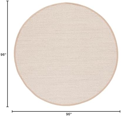 SAFAVIEH Natural Fiber Round Rug 8' Textured, Marble & Linen NF143B - Image 2