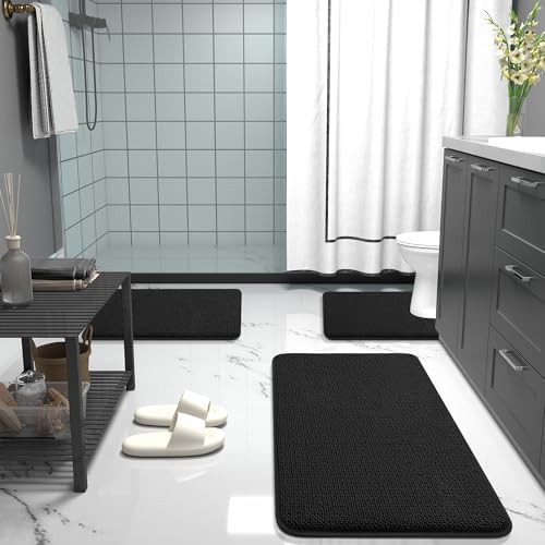 OLANLY Thick Memory Foam Bathroom Rugs 30x18, Absorbent Bath Mat, Black - Image 7