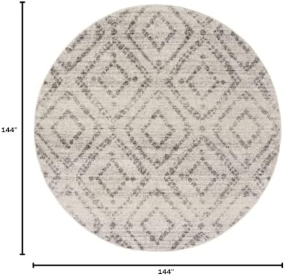 SAFAVIEH Adirondack Collection 12' Round Light Grey/Grey ADR131C Modern Diamond Distressed Non-Shedding Dining Room Entryway Foyer Living Room Bedroom Area Rug - Image 2