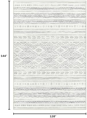 Tortania Area Rug Living Room Rugs- 10x12 Washable Large Soft Neutral Boho Moroccan Bohemian Farmhouse Rug Indoor Floor Carpet for Bedroom Under Dining Table Home Office Decor - Beige Gray - Image 2