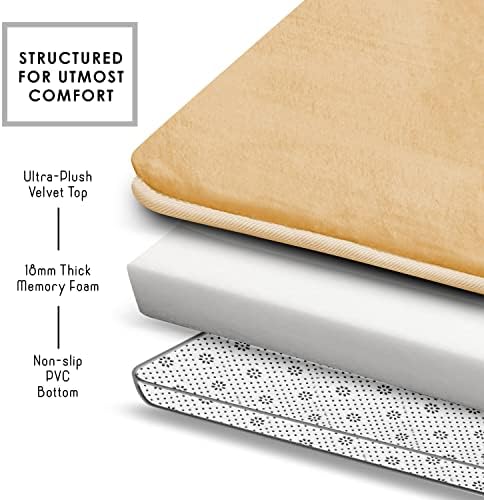 Clara Clark Bathroom Rugs, Velvet Memory Foam Bath Mat, Non-Slip, Machine Washable Bath Rugs - Dries Quickly, Ultra Soft Plush Bath Mats for Bathroom, 17 x 24, Cream - Image 6