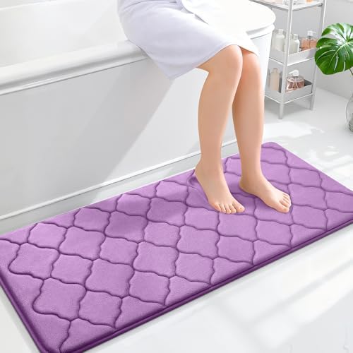 OLANLY Memory Foam Bath Mat Rug 47x20, Ultra Soft Bathroom Rugs, Lavender by OLANLY