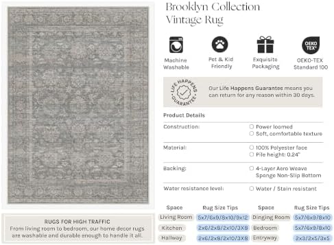 HUGEAR Brown Area Rug 5x7 Washable Neutral Rug for Living Room - Image 3
