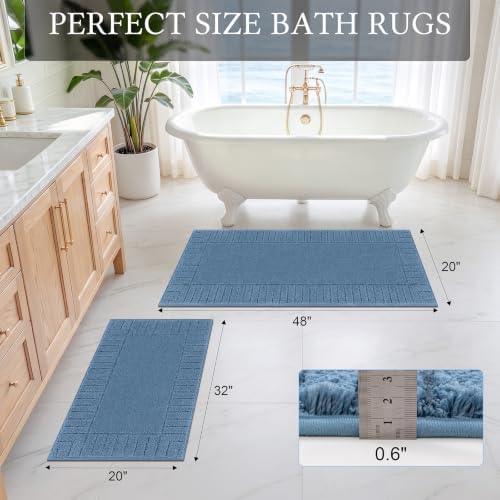 Pauwer Bathroom Rugs Sets 2 Piece, Non Slip Plush Bath Mats, Dark Grey - Image 2