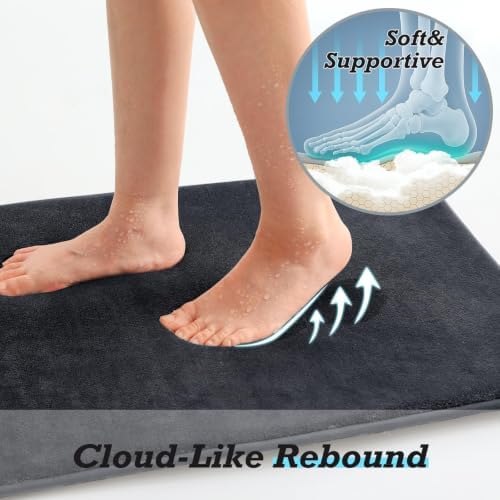 HUXMEYSON Bathroom Rugs Sets 3 Piece, Non-Slip & Quick Dry Bath Mat Set, Ultra Soft Velvet Bath Rugs for Bathroom, Toilet and Shower Floor, Dark Grey - Image 7