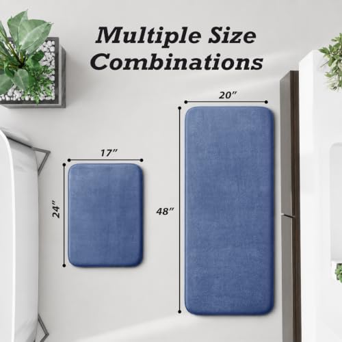 HUXMEYSON Bathroom Rugs Sets 2 Piece, Non-Slip & Quick Dry Bath Mat Set, Ultra Soft Velvet Bath Rugs for Bathroom, Toilet and Shower Floor, Dusty Blue - Image 2