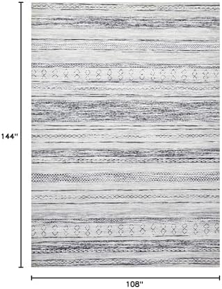 Tortania Area Rug Living Room Rugs - 9x12 Washable Large Soft Neutral Boho Moroccan Bohemian Farmhouse Rug Indoor Floor Carpet for Bedroom Under Dining Table Home Office Decor - Grey - Image 2