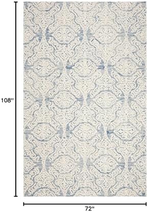 SAFAVIEH Blossom Collection 6' x 9' Blue/Ivory BLM112M Handmade Premium Wool Living Room Dining Bedroom Area Rug - Image 2