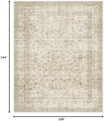 10x12 Area Rug Washable Rugs: Large Living Room Rug Stain Resistant Non Slip Distressed Vintage Low Pile Faux Wool Soft Carpet for Bedroom Farmhouse Dining Room Kids Playroom Nursery - Image 2