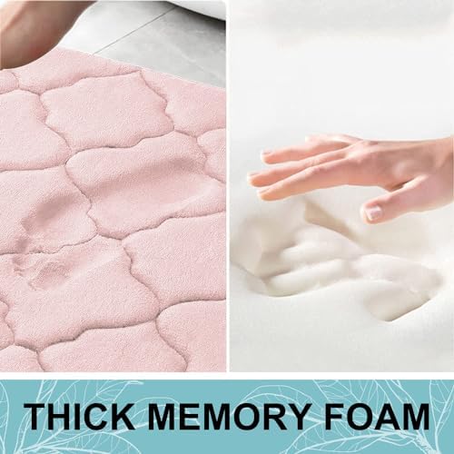 OLANLY Memory Foam Bath Mat Rug 47x17, Ultra Soft Bathroom Rugs, Pink - Image 3