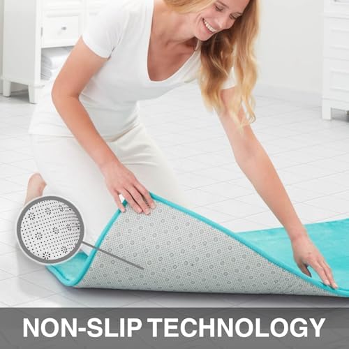 Memory Foam Bath Mat Non Slip Absorbent Super Cozy Velvet Bathroom Rug Carpet (20 inches X 32 inches, Teal) - Image 3
