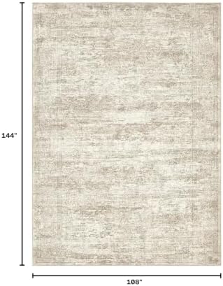 DMOYEST Area Rug Living Room Rugs - 9x12 Abstract Large Soft Indoor Washable Rug Neutral Modern Low Pile Carpet for Bedroom Dining Room Farmhouse Home Office - Vintage Beige - Image 2