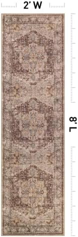 Rugshop Traditional Medallion Washable Non-Slip Runner Rug, 2'x8' Brown - Image 2