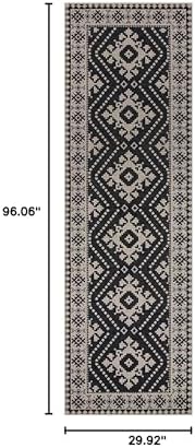 Lahome Moroccan Easy Jute Outdoor Runner Rug, 2x8 Black Washable Runnre - Image 2
