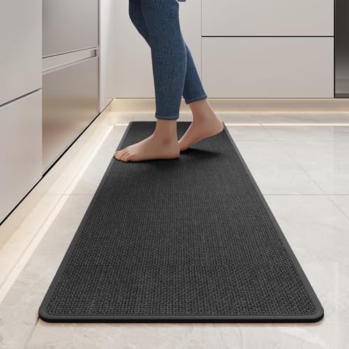YDKGL Long Kitchen Runner Rugs Kitchen Mat Non Slip Washable Black 17"x59" by YDKGL
