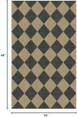 Lessymo Checkered 3x5 Outdoor Patio Rug, Washable Easy Jute for Entryway - Image 2