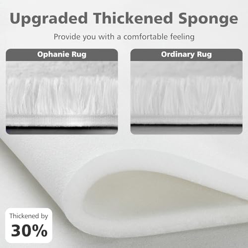 Ophanie Upgrade White Rugs for Bedroom, 4x6 Feet, Shaggy Soft Area Rug, Non-Slip Indoor Floor Carpet for Living Room, Kids Baby Girls Teen Dorm Home Decor Aesthetic, Nursery. (Pack of 2) - Image 4