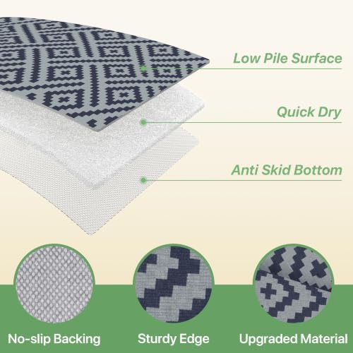 GENIMO Outdoor Rug, Waterproof Plastic Rugs for Patio, 5'x8' Slate Blue - Image 6