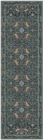 Boho 3x10 Wide Hallway Runner Rug 10 ft, Washable Extra Long Runner Rugs for Entrance Floor, Vintage Blue and Green Plant Design Carpet for Kitchen, Low Pile & Stain Resistant - Image 6