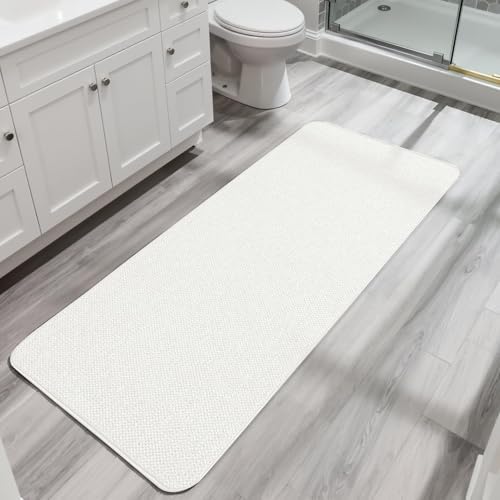 Bosap Bath Mat,Ultra Thin Bathroom Runner Rugs,Large Bath Mats for Bathroom,Quick Dry,Non-Slip,Machine Washable,Low Pile,Bath Rug,Shower Outside,Sink,Home Decor Accessories.Cream,3'x5'(36x60inch) by BosapDirect