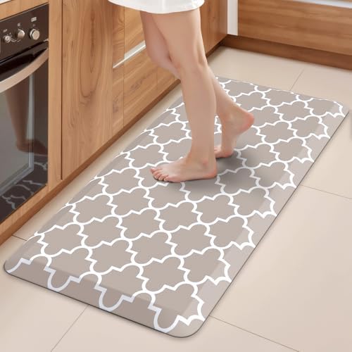 WISELIFE Anti Fatigue Mats for Kitchen Floor, 20" x 39", 4/5 Inch, Khaki by WiseLife