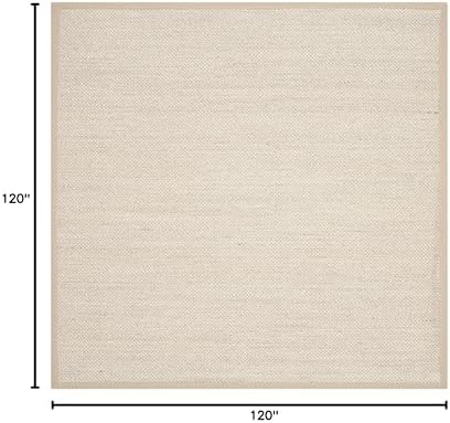 SAFAVIEH Natural Fiber Square Rug 10' Textured, Marble & Linen NF143B - Image 2
