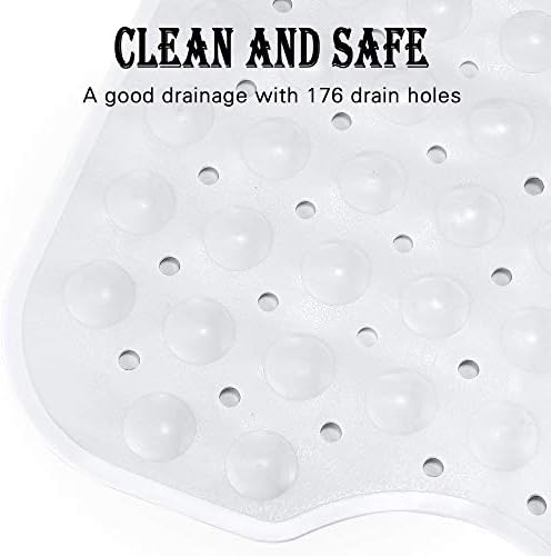 YINENN Bath and Shower Safety Mats 40x16 inch, Non Slip with Suction Cups for Bathroom Stall and Tub Floor, Extra Large and Machine Washable, Drain Holes Keep Bathtub Clean, White - Image 4