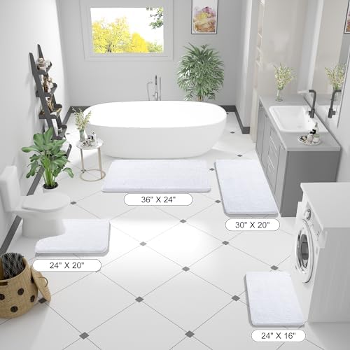 OLANLY Bathroom Runner Rugs 47x17, Extra Soft Absorbent Chenille Bath Rugs - Image 2
