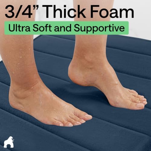 GORILLA GRIP Absorbent Memory Foam Bath and Shower Mat, 24x17 Navy - Image 4