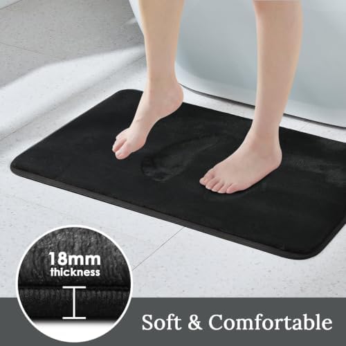 HUXMEYSON 3-Piece Memory Foam Bathroom Rug Set, Black - Image 3