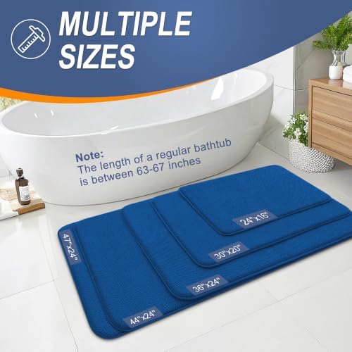 OLANLY Memory Foam Bathroom Runner Rugs 47x17, Long Bath Mats, Royal Blue - Image 5