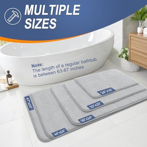 OLANLY Thick Memory Foam Bathroom Rug 36x24, Absorbent Bath Mat, Light Grey - Image 5