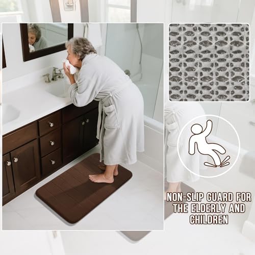Yimobra Large Memory Foam Bathroom Mat Set, 44 x 24 & 24 x 17 in, Brown - Image 5