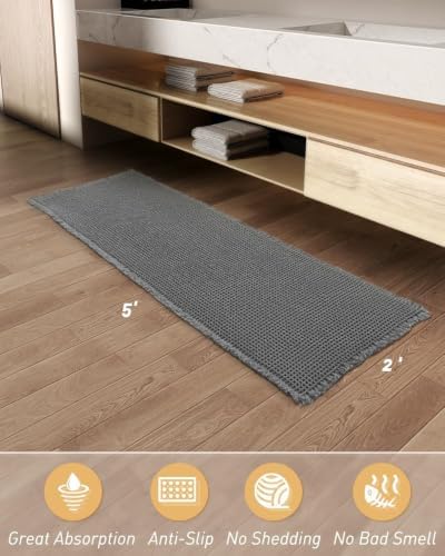 Upgraded Waffle Bath Mat Runner Absorbent Non Slip Bathroom Mat, 2' x 5' - Image 6
