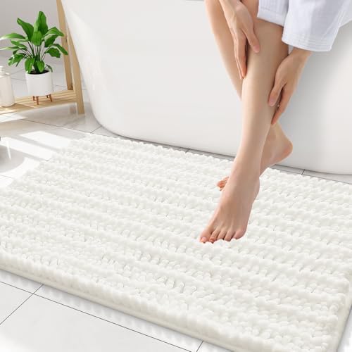 Smiry Bathroom Rugs 34X21, Extra Soft Rubber Backing Chenille Bath Mats by Smiry