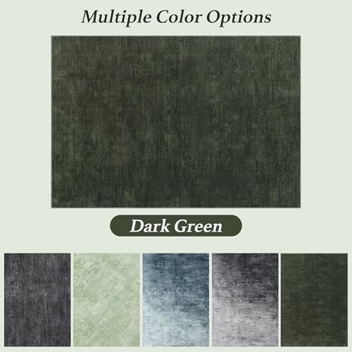 8 FT Washable Rug, Dark Green Solid Round Rugs for Living Room & Bedroom - Image 6
