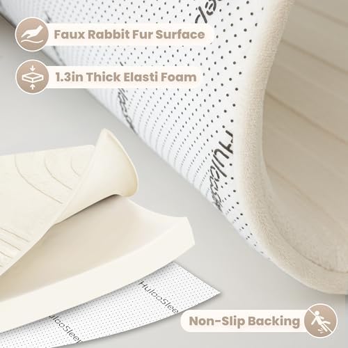 Huloo Sleep 1.3" Extra Thick Fluffy Baby Play Mat for Floor,6'×9'Large Padded Kids Rug with Ultra Soft 3D Carved Faux Rabbit Fur,Non-Slip Carpet Nursery Rug Area Rug for Playroom Living Room(Cream) - Image 4