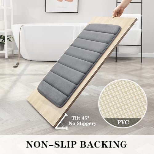 BYSURE Dark Grey Memory Foam Bath Mats Extra Long - Image 4