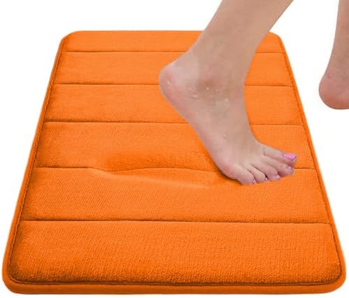Orange Bathroom Rugs Extra Soft Memory Foam Bath Mat Sets 3 Piece Non Slip Absorbent & Dry Living Mat Sets Washable Bath Carpets with Toilet Rug,Bath Rugs for Bathroom,Tub,Shower,Kitchen,Bedroom - Image 4