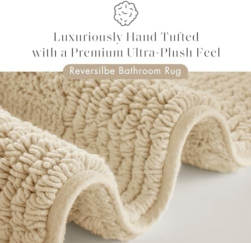 Madison Park Splendor Reversible 100% Cotton Bath Rug, 17 x 24, Natural - Image 2